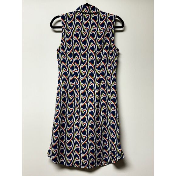 CABI Amour Heart Chain Link Sleeveless Shirt Dress, Navy Contrast Lining, Sz XS - Picture 8 of 11